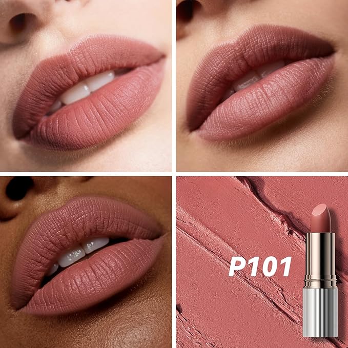 MAANGE Lipstick, Matte Lipstick Long Lasting Transfer-Proof Waterproof & Hydrating Lip Makeup, Full Coverage for a Nourishing Pout,1 Count-P101