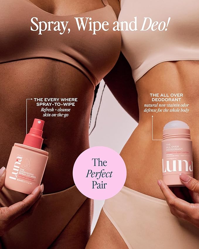Luna Daily The All Over Deodorant™ Stick | Hydrating Natural Deodorant for Women | Aluminum-Free, Non-Staining & pH-Balanced | Soft Cotton Scent | With Hyaluronic Acid & Prebiotics, 2.4 oz