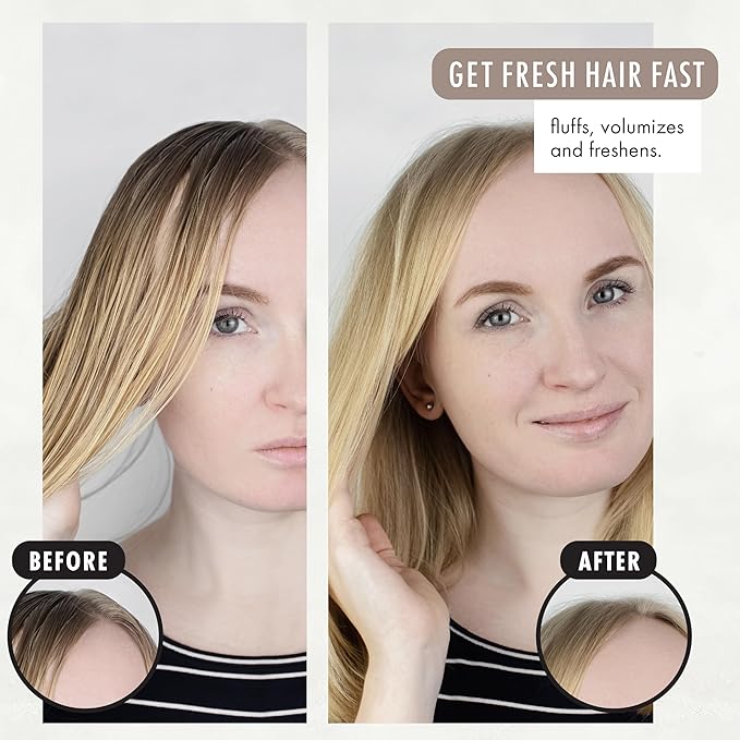 Non-Aerosol Dry Shampoo Powder with Hair Brush for Dark, Blonde and Oily Hair, All Natural Organic Body Powder, Paraben & Talc free No White Cast Synthetic Fragrance, Patchouli & Amber - 1oz