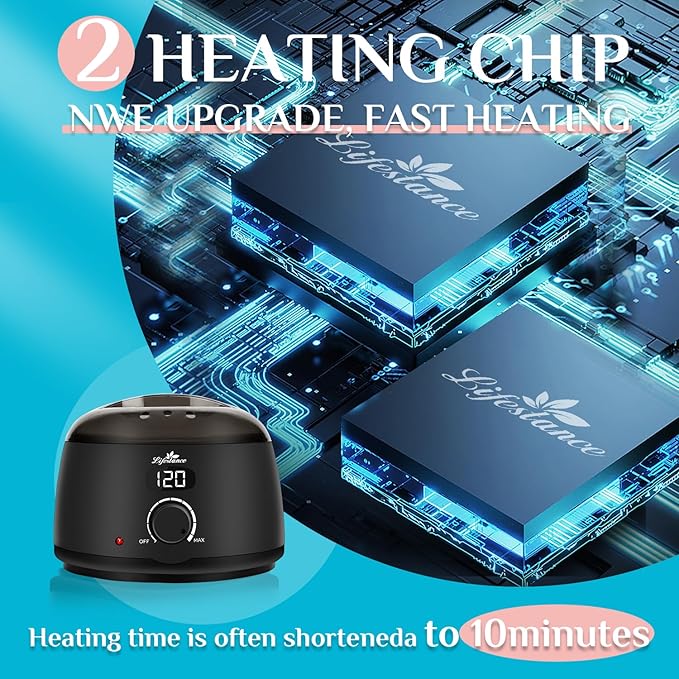 Lifestance L2 Digital Wax Warmer Machine - 500ml/14oz Fast-Heating for Hard Wax Beads, Hair Removal at Home, Professional for Brazilian, Bikini, Face, Body & Eyebrow