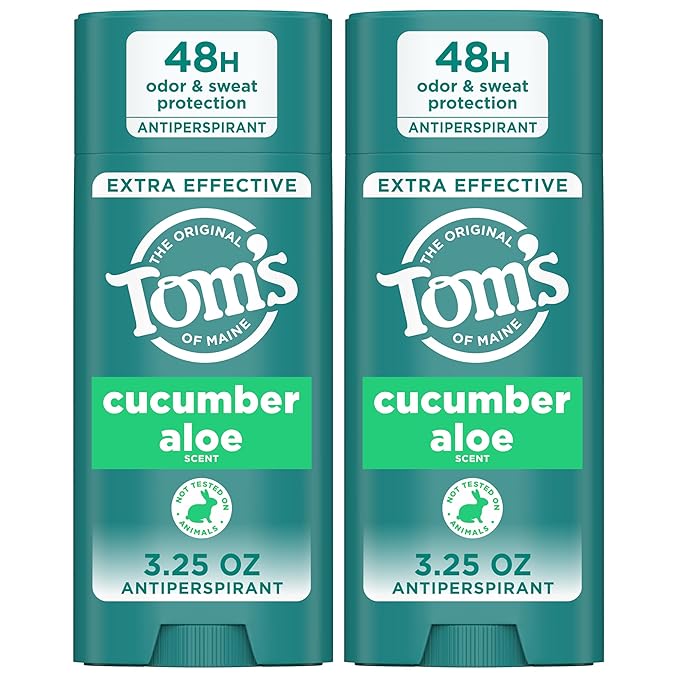 Tom’s of Maine Cucumber Aloe Antiperspirant, For Women and Men, 3.25 oz (2 Pack)