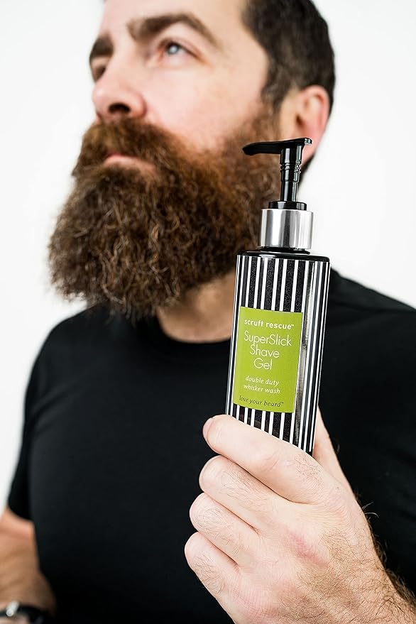 MGA Vegan Shave Gel for Men - Scruff Rescue Super Slick Shaving Gel for Men Sensitive Skin | Face Friendly pH Prevent Razor Bumps & Provides a Close, Smooth Shave with Less Skin Irritation - 6 fL OZ