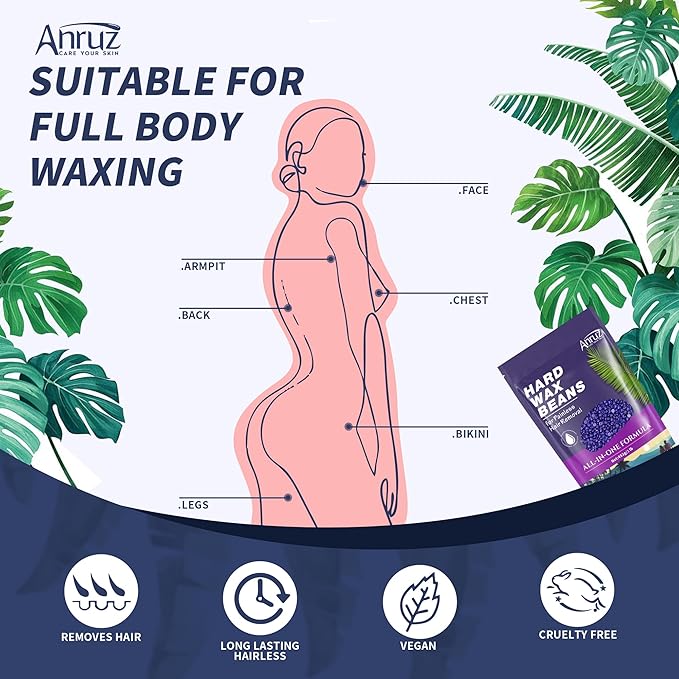 Hard Lavender Wax Beads (1lb) - Professional Hair Removal for Brazilian Bikini, Legs, Underarms, Chest - Home Waxing for Any Warmer