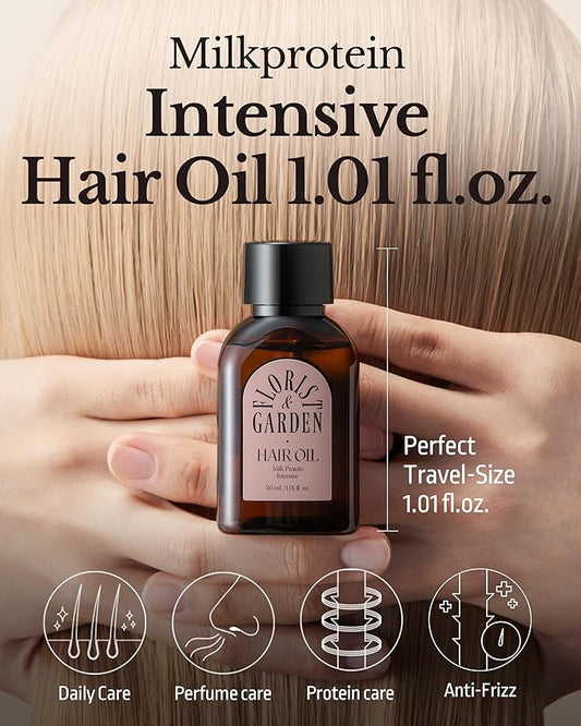 Milk Protein Intensive Hair Oil Trial Kit - 4 Scents x 1.01 fl.oz. - Argan Oil & Milk Protein Hair Treatment Set - Moisturizing Lightweight Formula for Shine, Curl Definition & Frizz Control