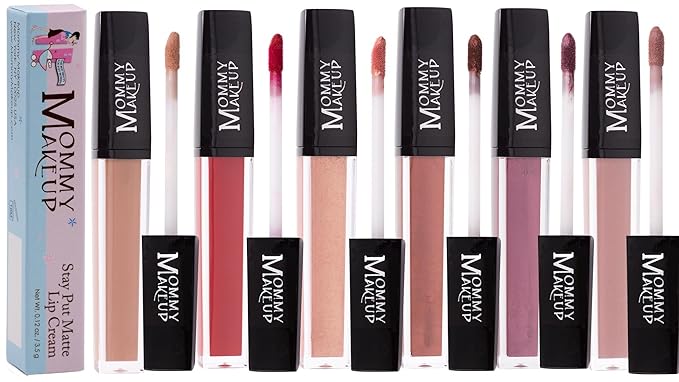 Mommy Makeup Stay Put Matte Lip Cream - Kiss-proof, Transfer-proof, Waterproof, Long Lasting Lipstick - Non-Drying Formula Infused with Vitamin E (Amber)