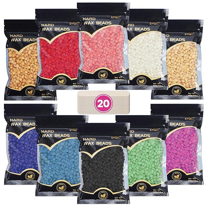 2.2lbs Hair Removal Wax Beads, Professional Hard Wax Beads 1000g, with 20 Applicators, Suitable for Full Body, Painless Gentle Wax Bead Hair Removal for Men and Women