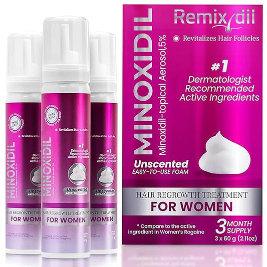 Minoxidil for Women | 5% Minoxidil For Women Hair Growth | Hair Regrowth Treatment | Unscented Topical Foam | Dermatologist Recommended | Clinically Proven Formula | 3 Month Supply