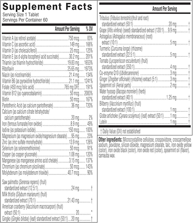 Swisse Daily Multivitamin for Men 50 and Over | 39 Vitamins, Antioxidants and Minerals + Adaptogens | Energy & Immune Support | Mens 50+ Multivitamins Supplement | 60 Tablets
