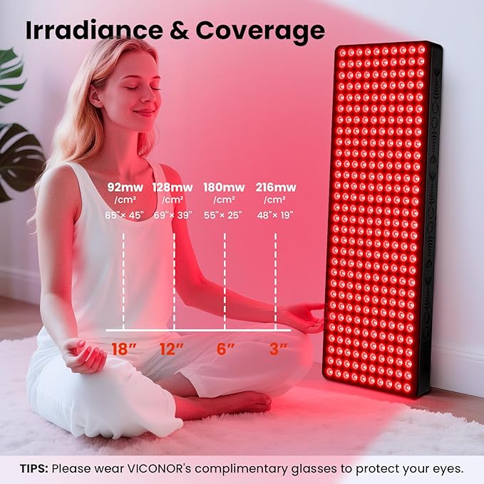 Red Light Therapy for Body, 660nm 850nm Near Infrared Light Therapy Panel, 300 Dual Chip LED Device with 1500W of Power, Ideal for Body, Face, Improve Sleep, Skin Health, Includes Hanging Kit & Handle