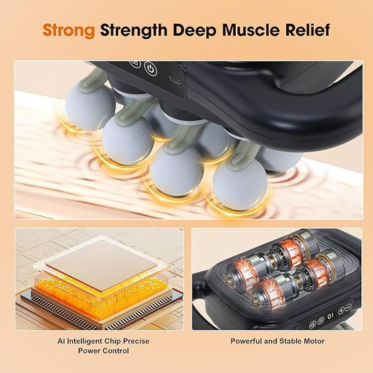 16-Head Massage Gun Set, Deep Tissue Percussion Massager, Electric Massage Tools with 9 Styles & Levels, Black