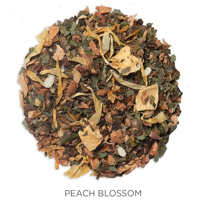 Tea Forte Peach Blossom Premium Organic Loose Leaf Caffeinated White Tea Blend Canister, Makes 35-50 Cups