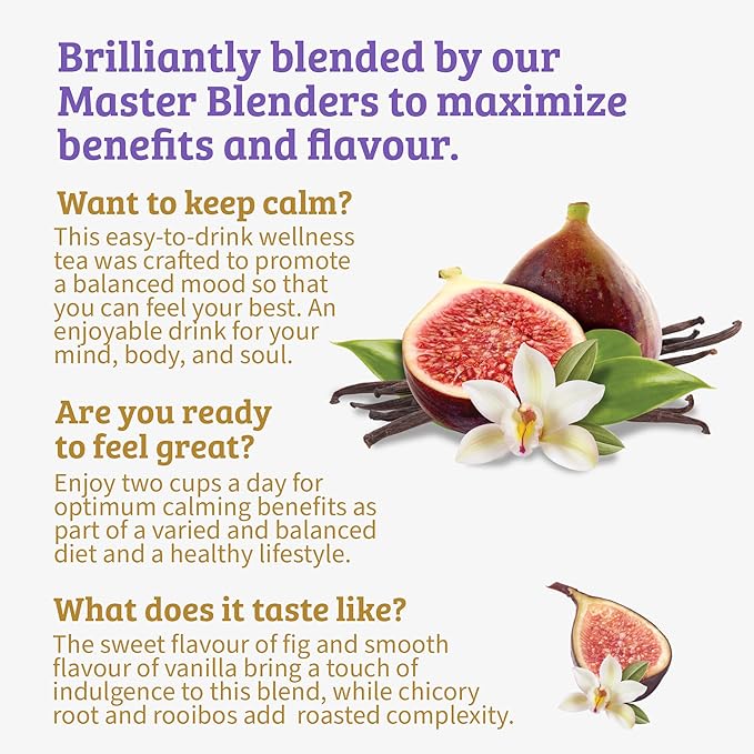 Twinings Superblends Adaptogens Calm with Ashwagandha Fig & Vanilla Flavoured Herbal Tea, Naturally Caffeine-Free, 18 Tea Bags (Pack of 6), Enjoy Hot or Iced, 108 Teabags