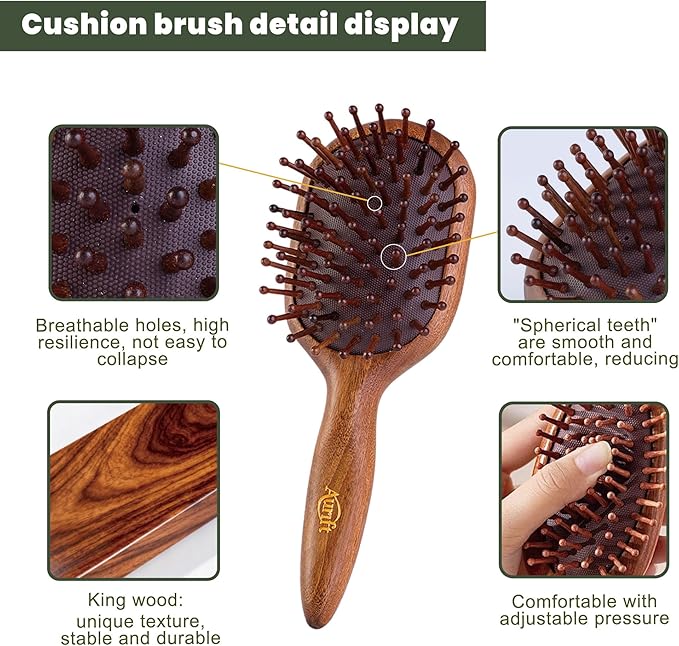 4 in 1 Gua Sha Tool & Hair Detangler Brush Set, Christmas Gifts for Women, Guasha Massager Tool for Face & Body, Eyes Care, Lymphatic Drainage, jawline Shaper, Wooden Scalp Neck Massager