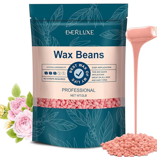 Wax Beads 2lb, Hard Wax for Hair Removal, Hypoallergenic Wax for Sensitive Skin, Facial Waxing, Brazilian, Bikini Waxing
