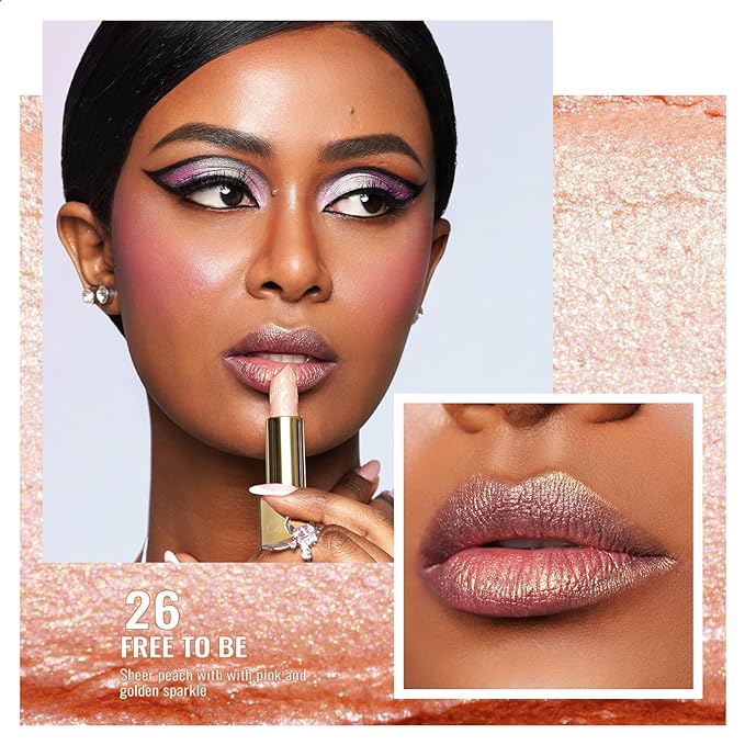 Oulac Metallic Nude Lipstick Set 3PCS High Impact Lipcolor with Moisturizing Formula, Vegan Beauty, Full-Coverage Lip Color, Gift Lipstick for Women, 4.3g X 3PCS, 13+26+GM06