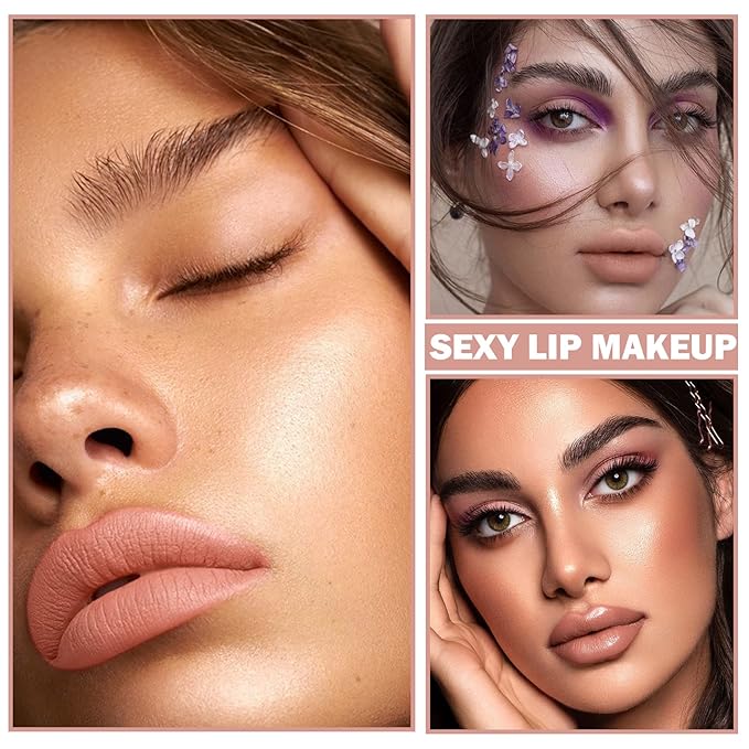 2PCS Matte Nude Lipstick Set Velvet Lip Gloss Nude Lip Stain Paper Tube Lipsticks Non-Stick Cup Waterproof Long Lasting Matte Lipstick for Women Daily Professional Lip Makeup