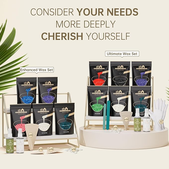 Lifestance Wax Beads Set, 6 Kinds of Waxing Beads, Hard Wax Beans with 44 Items, Perfect for Any Waxing Warmers, Wax Beads for Hair Removal for Full Body Bikini Brazilian Underarm Eyebrow, Face Legs