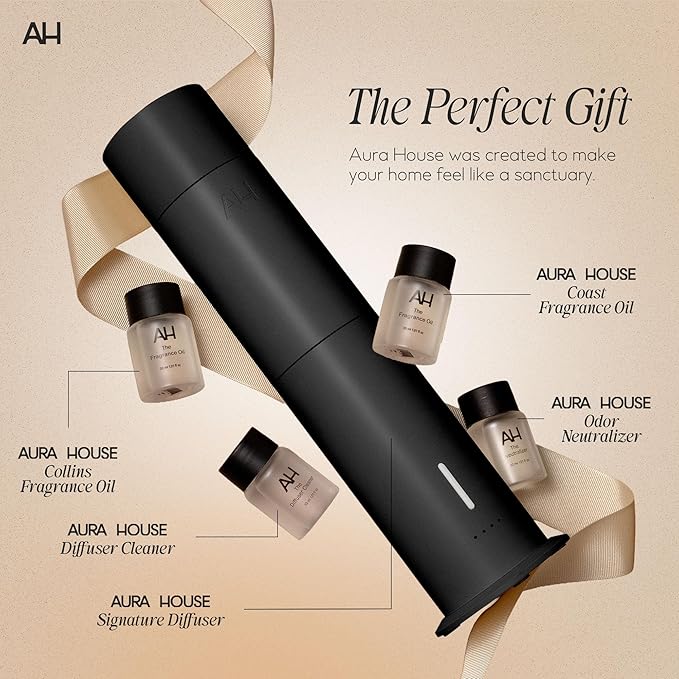 Aura House Ultimate Diffuser Kit – Smart Bluetooth Cold-Air Diffuser with Fragrance Oils, Cleaner & Neutralizer – Complete, Effortless Home Scent System
