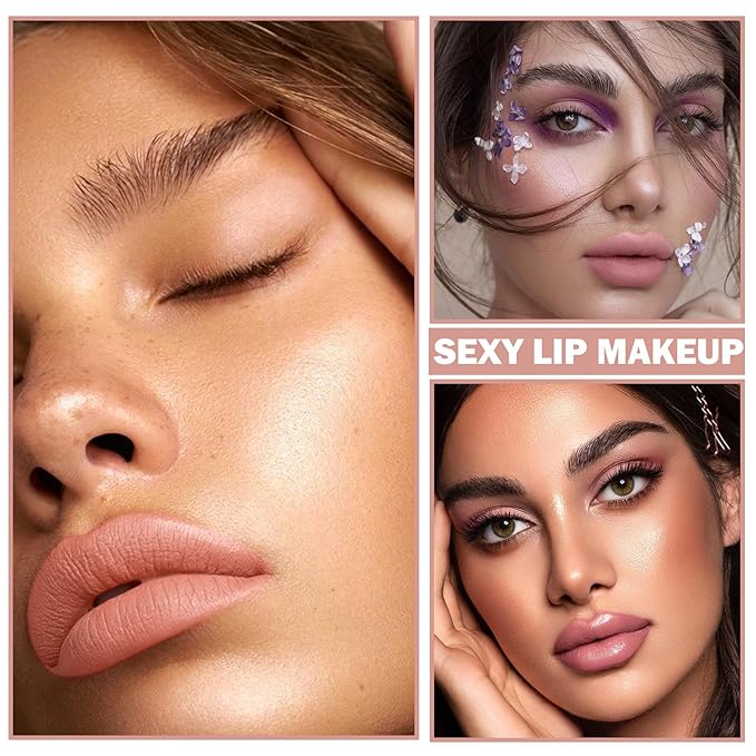 2PCS Matte Nude Lipstick Set Velvet Lip Gloss Nude Lip Stain Paper Tube Lipsticks Non-Stick Cup Waterproof Long Lasting Matte Lipstick for Women Daily