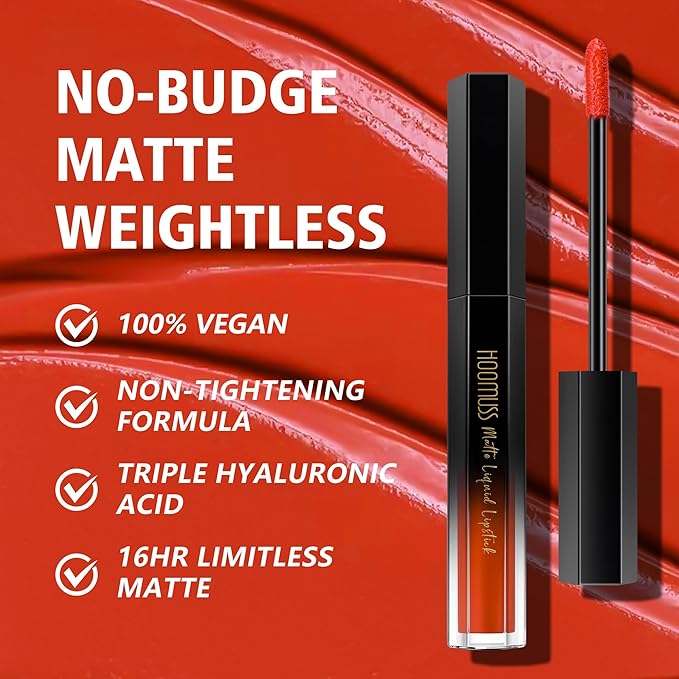 Red Lipstick Set Long Lasting 3Pc Matte Liquid Lipsticks for Women Non Transfer Smudgeproof Red Purple Orange Lipstick Kit Cruelty Free Lip Color, 13/45/51