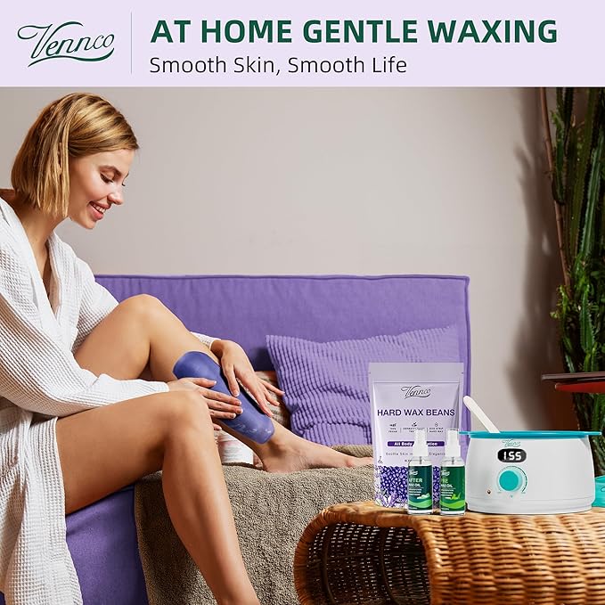 Hard Wax Beads, 1lb Wax Beans with Lavender Essence, Gentle on All Skin Types, Suitable for Legs, Back, Chest, and Bikini, Waxing Beads Refill for Easy Hair Removal at Home