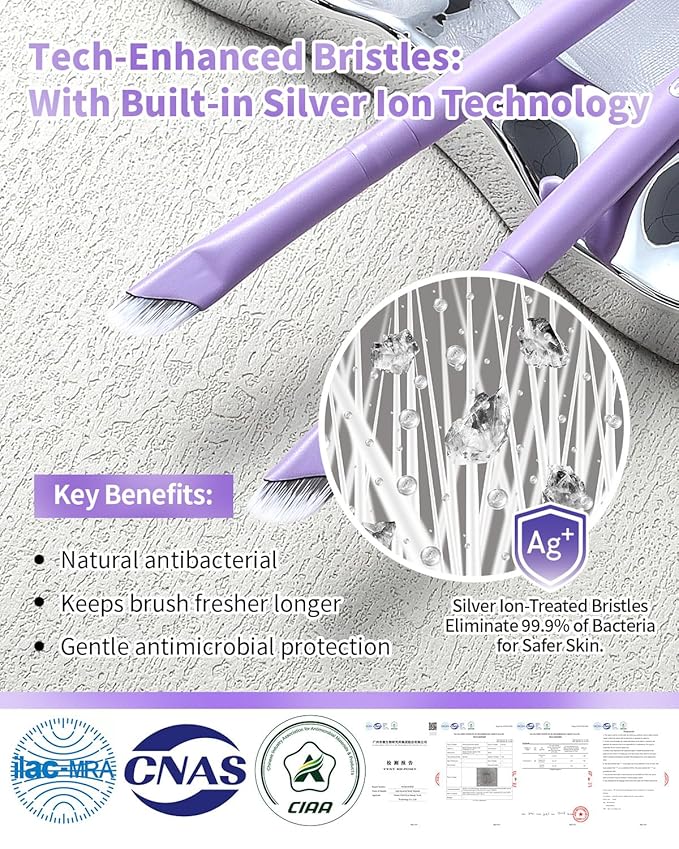 Eyeliner Brush, EIGSHOW Sickle Angled Gel Eyeliner Brush with Silver Ion Bristles, Ultra Thin Eye Makeup Brushes for Precise Eye Liner, Eyebrow (E865MP)