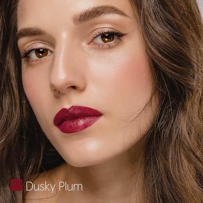 Plum Red Moisturizing Lipstick — Hydrating Creamy Lip Color for Dry & Sensitive Lips, Lightweight Glossy Tinted Balm, Long-Lasting Lipstick for Women (Dusky Plum)