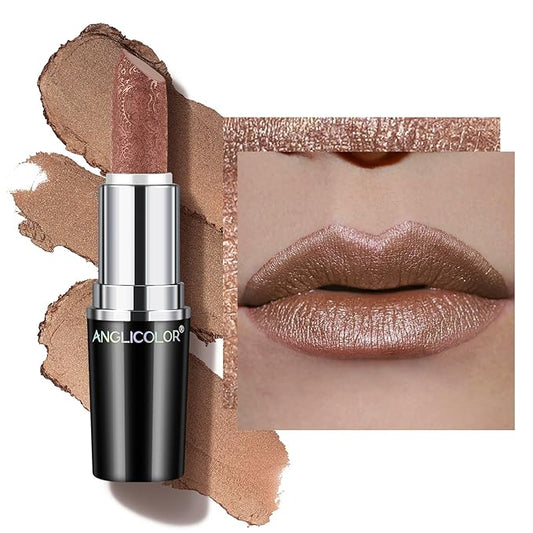 Glitter Brown Lipstick,High Impact Lipcolor,Lightweight Hydrating Formula Smooth and Non-Sticky,Metallic Lipstick For Women,Full-Coverage Lip Color (09 GUILTY PLEASURE, 4g)