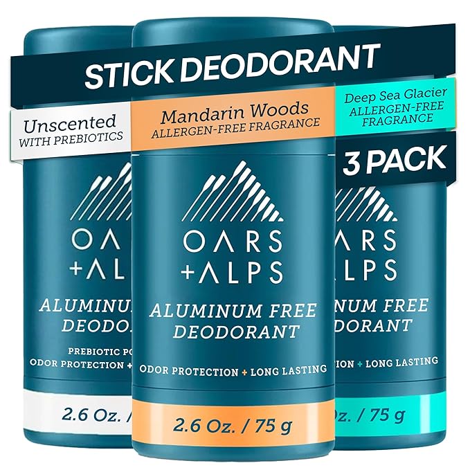 Oars + Alps Deodorant for Men & Women, Aluminum Free Deodorant for Men, Dermatologist Tested, Clean Ingredients, Non Toxic, Vegan, Long Lasting, Variety Pack, 3pk, 2.6oz