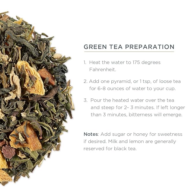 Tea Forte Green Mango Peach Premium Organic Loose Leaf Caffeinated Green Tea Blend Canister, Makes 35-50 Cups