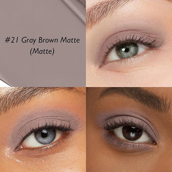 Matte Eyeshadow Stick, Gray Cream Eye Shadow Stick Waterproof Neutral Brown Eyeliner Brightener Pencil Crayon Long-Lasting Eye Highlighter Makeup for Women Easy to Use High Pigmented