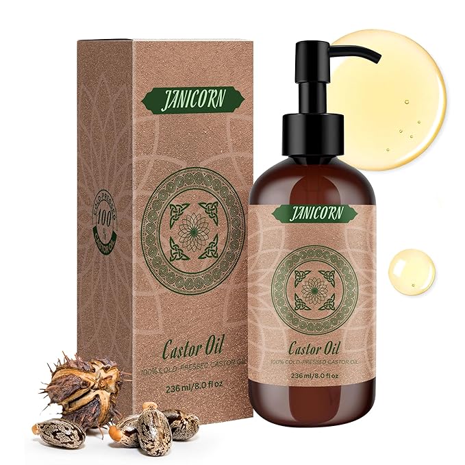 100% Pure Castor Oil – Cold-Pressed Carrier Oil for Hair, Skin, Scalp & Lashes – Nourishing Oil for Hot Oil Treatment, Brow & Nail Care, Thick Texture for Deep Moisture, 236ml / 8 fl oz