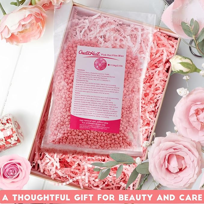 2.5 lb Body Wax Beads Bulk for Hair Removal, Brazilian Waxing Beans for Sensitive Skin Coarse Hair, Bikini Face Leg Armpit Back Chest with 20 Sticks, For At-Home and Professional Salon Use, Lavender