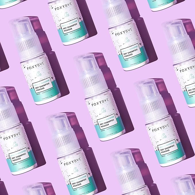 FoxyBae Dry Shampoo Powder - Non-Aerosol - with Biotin - for Dark, Brunette, Blonde, Colored Hair - Beach Whisper - 1.3 Oz with Spray Pump