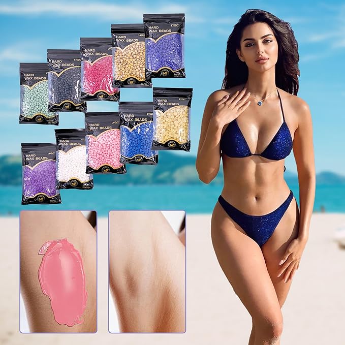 2.2lbs Hair Removal Wax Beads, Professional Hard Wax Beads 1000g, with 20 Applicators, Suitable for Full Body, Painless Gentle Wax Bead Hair Removal for Men and Women
