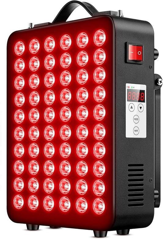 Red Light Therapy for Body, 660nm 850nm Near Infrared Light Therapy Panel, 60 Dual Chip LED Device with 300W of Power, Ideal for Body, Face, Improve Sleep, Skin Health, Includes Hanging Kit & Handle