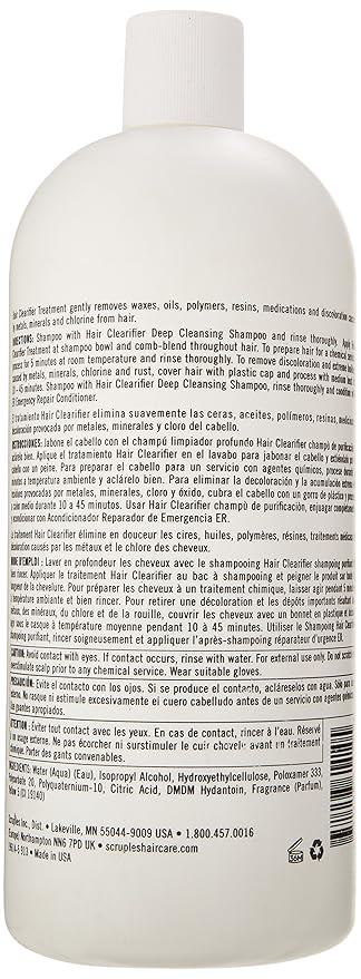 Scruples Hair Clearifier Treatment - Deep Cleansing Hair Treatment for Product Build Up, Dirt, Oils, and Chemicals - Hair Detox + Scalp Build Up Cleanser for All Hair Types (33.8 oz)