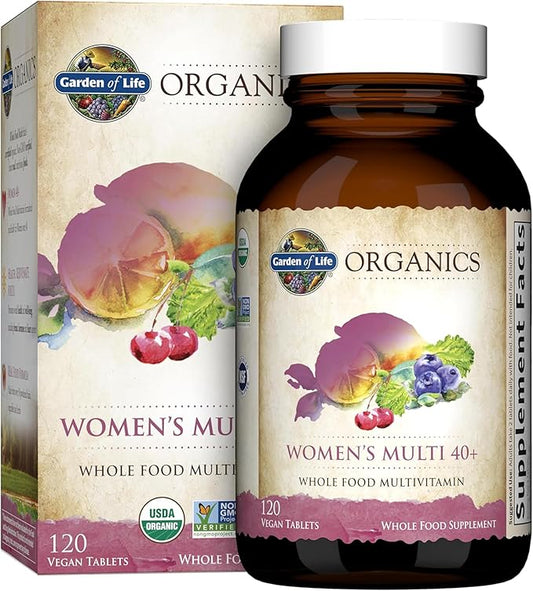 Garden of Life Organics Vitamins for Women 40 Plus, Vegan, Hormone & Breast Health Support Blend, Whole Food, 120 Count