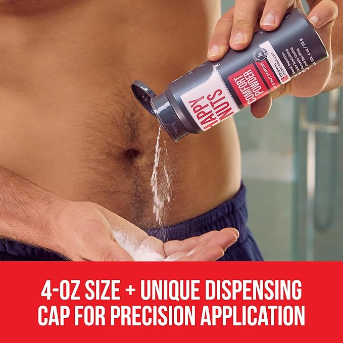 HAPPY NUTS Comfort Powder - Anti Chafing & Deodorant, Aluminum-Free, Sweat and Odor Control for Jock Itch, Groin and Travel Essential for Men's Private Parts 4 oz (Original)