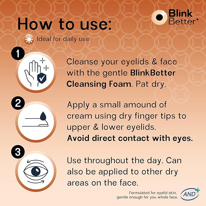 BlinkBetter® Restore Eyelid Cream – 3% Oat Extract & Ceramide Complex – Soothing Hydration & Barrier Support for Dry, Itchy, Red, Sensitive, or Flaky Skin Around the Eyes – All-Day Use – 1oz