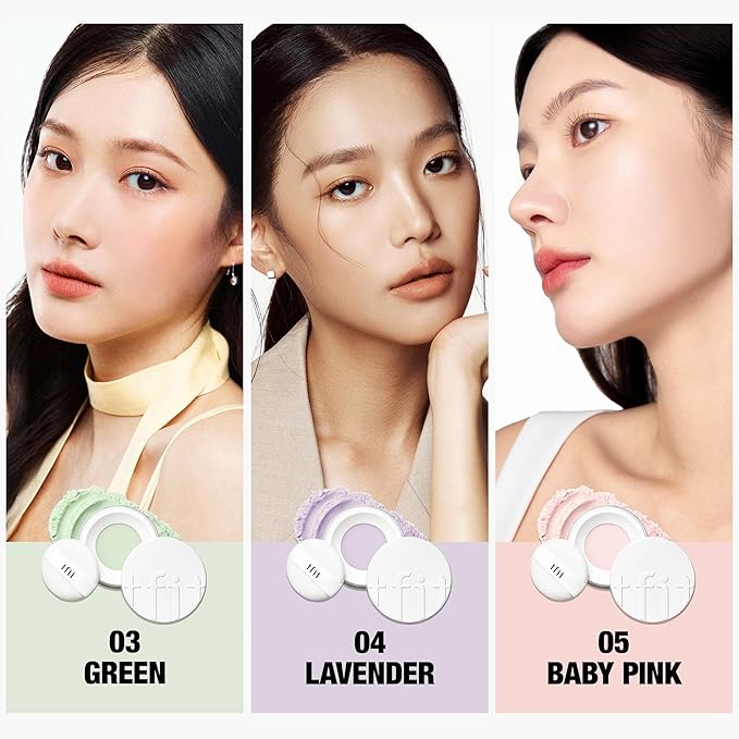 TFIT Translucent Set Finishing Powder - Sebum Control Face Loose Powder, Matte & Silky Finish, Lightweight, Long-lasting, Korean Makeup Setting Powder, 0.24 Oz. (03 Green, 0.24 Oz.)