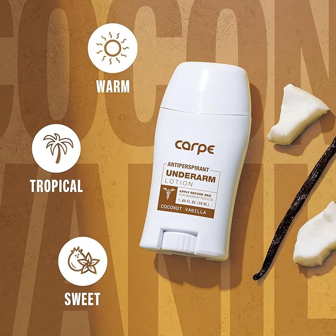 Carpe Underarm Antiperspirant Deodorant - Advanced Sweat & Odor Protection Formula - Antiperspirant for Women & Men Helps to Combat Excessive Sweating with Odor Control - Coconut Vanilla (Pack of 2)