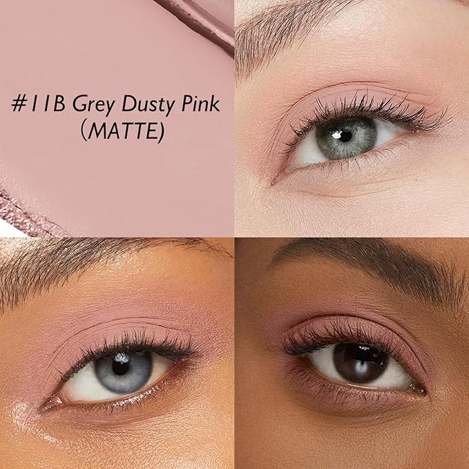 Cream Eyeshadow Stick, Grey Dusty Pink Matte Eye Shadow Pencil Waterproof & High Pigmented Crease-Proof Neutral Eyeliner Blendable Rose Eyeshadow Crayon Daily Makeup for Women