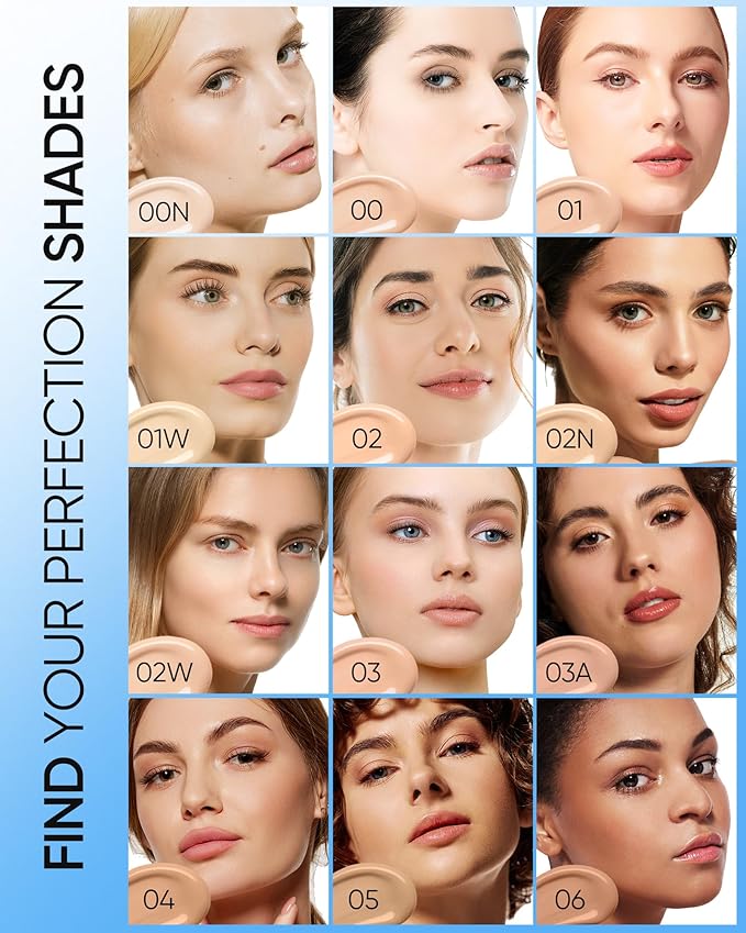 Velvet Matte Cushion Foundation Blue Ultra Cover Powder Foundation, 12h Oil-Control, Lightweight, Long-Lasting, Waterproof Korean Cushion Makeup(#04 Beige)