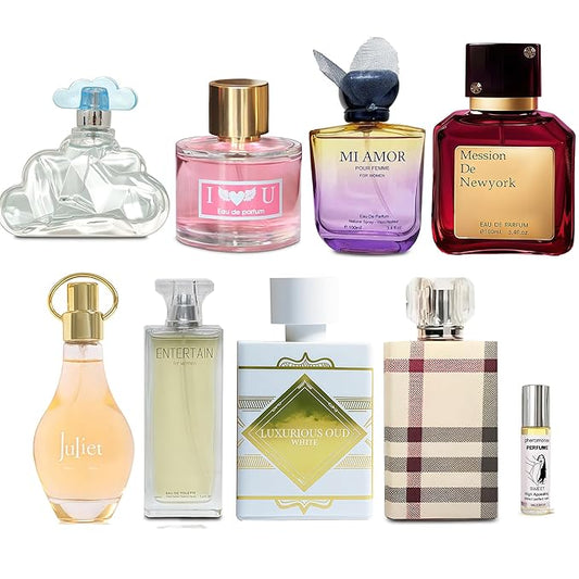 8-Piece Women's Perfume Collection with 10ml Rollerball, EDP Set, Variety of Long Lasting Fragrances for Women (combo H)