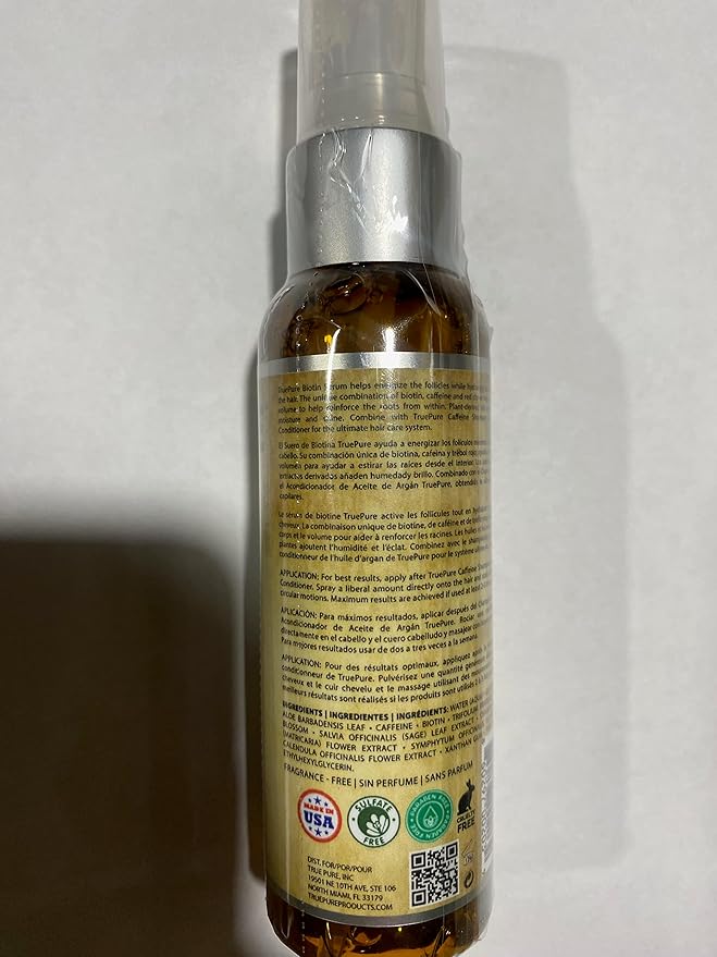Biotin Hair Growth Serum Spray - For Men & Women With Fine, Thinning Hair - Fragrance Free & Sulfate Free DHT Blocking Hair & Beard Growth Formula, 2oz by TruePure