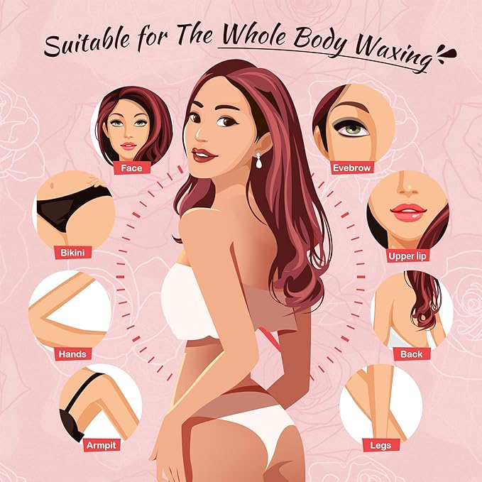 Ajoura 1lb Hard Rose Wax Beans for Full Body Hair Removal - Bikini, Face, Eyebrow, Back, Chest, Legs, Armpit, Upper Lip, Refill for Wax Warmer Kit (Pink)