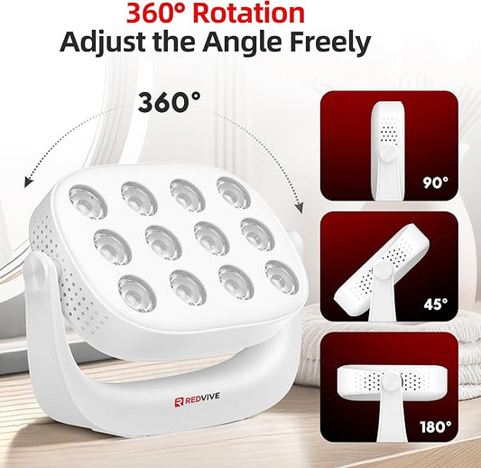 Red Light Therapy, Near Infrared 660nm 850nm Portable Red Light Therapy for Face and Body 4000mAh Battery Include Rotate 360 Degrees 12LEDS Dual Chip Device at Home Sport Yoga