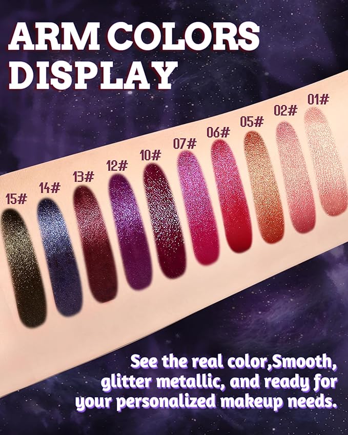 Glitter Metallic Shimmer Lipstick, Dark Plum Lipstick Long Lasting, Diamond High Pigmented Shiny Metallic Lip Stick, Non-sticky Sparkly Purple Lipsticks for Women Christmas Makeup-10 Dark Plum