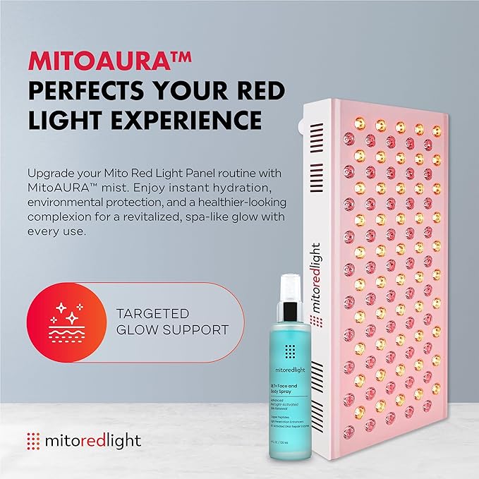 Mito Red Light – MitoMID 2.0 Red Light Panel – Red Light Therapy for Face and Neck – Red Light & Near Infrared Red Light Therapy – at-Home Red Light Therapy for Body